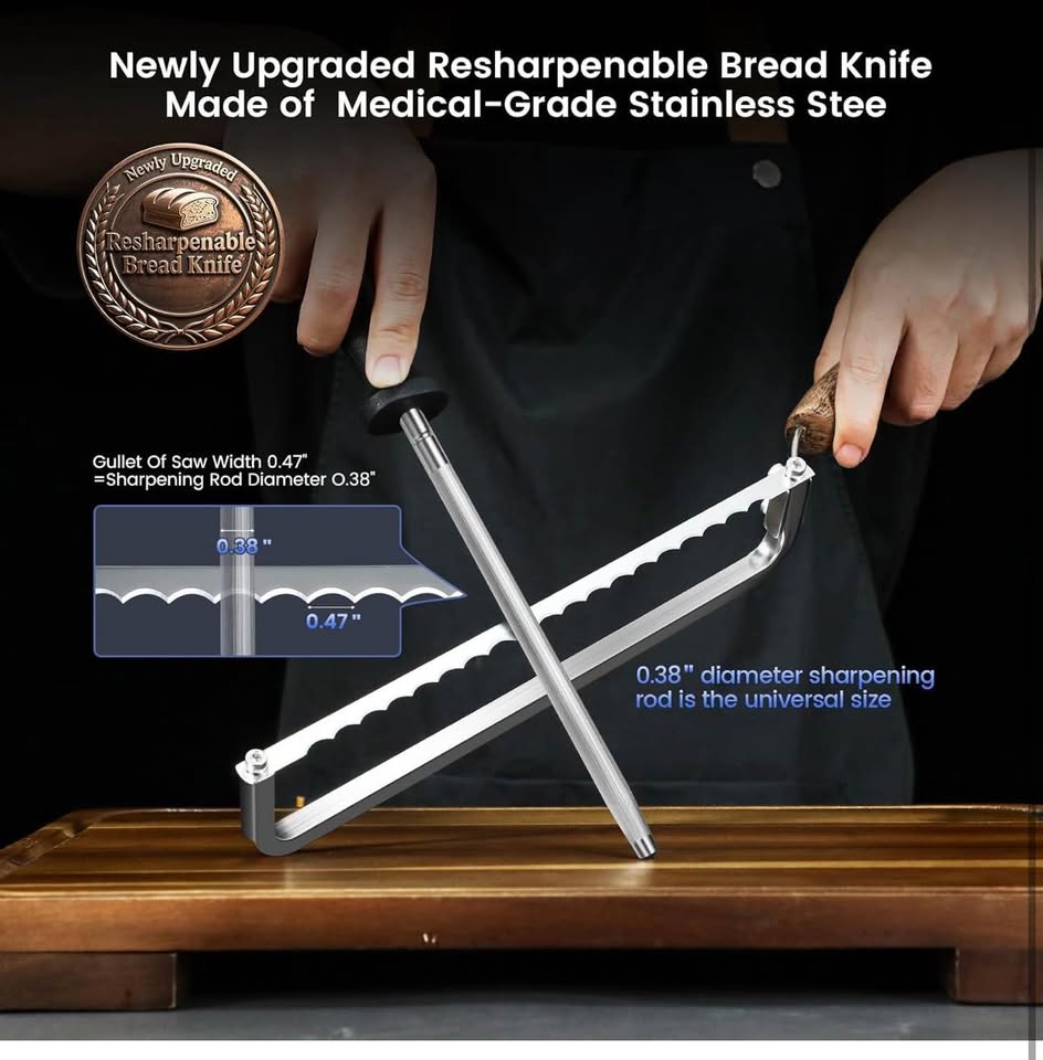 Left-Handed Bread Knife for Homemade Bread, World's 1st Real Bow-Design Sourdough Bread Slicer