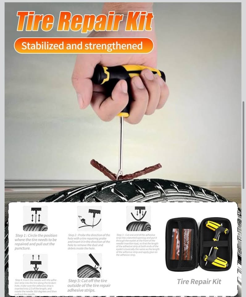 New Scissor Car Jack Kit w/ Tire Repair Set