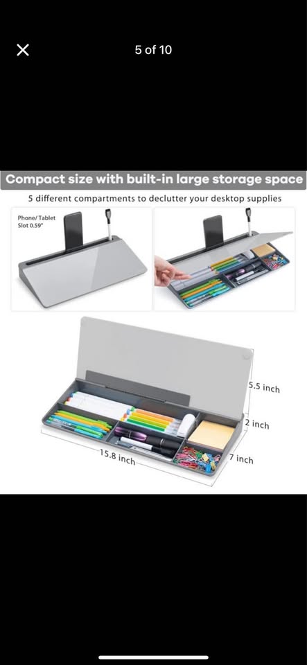 Glass Desk Organizer Whiteboard with Storage