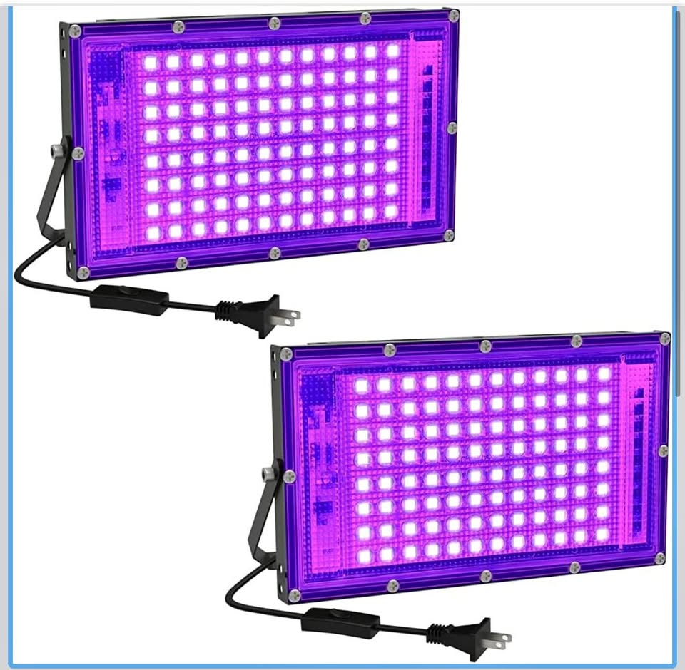 100W LED Black Light 2 Pack, ELWOKS Black Lights for Glow Party, Ultra Thin Black Lights Flood Light