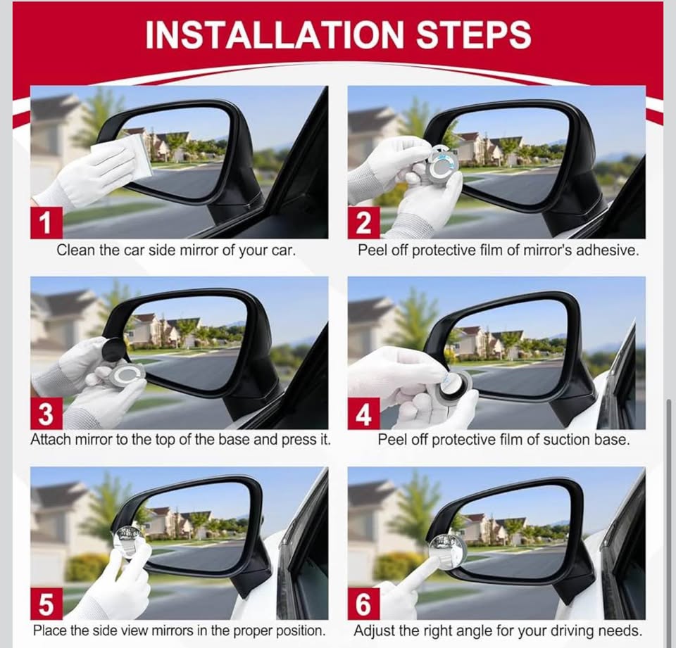 LivTee Blind Spot Mirror, 2" Round HD Glass Frameless Convex Rear View Mirrors Exterior Accessories