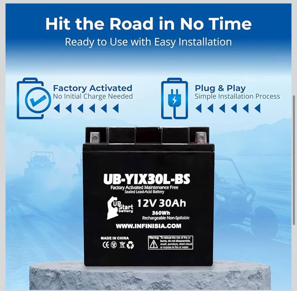Replacement for YIX30L-BS Battery 12V 30AH SLA - Compatible with, 2014 Polaris Ranger, 2018 Polaris