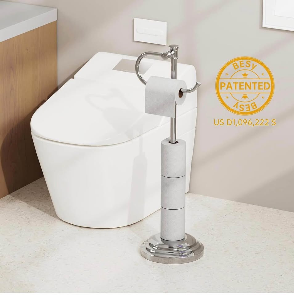 Toilet Paper Holder Free Standing Bathroom Toilet Tissue Holder Stand for Floor Toilet Paper Roll Ho