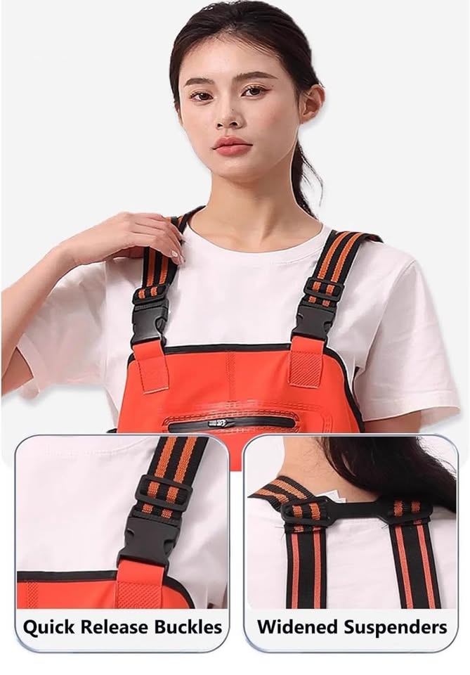 Underwater Women Chest Waders, Waterproof Hip Waders，PVC Lightweight Hip Boot with Cleated Outsole