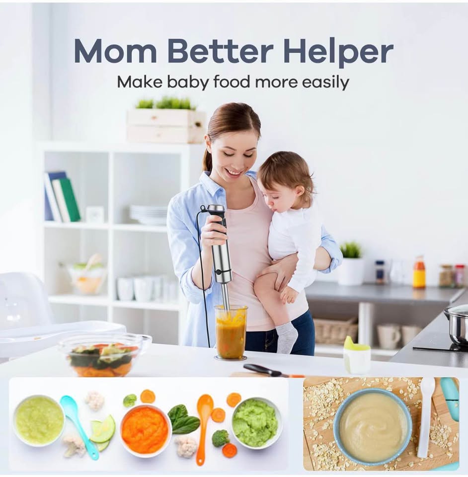 Ganiza Immersion Blender 5 in 1 Hand Blender 800W Heavy Duty Motor, 15 Speed and Turbo Mode Handheld