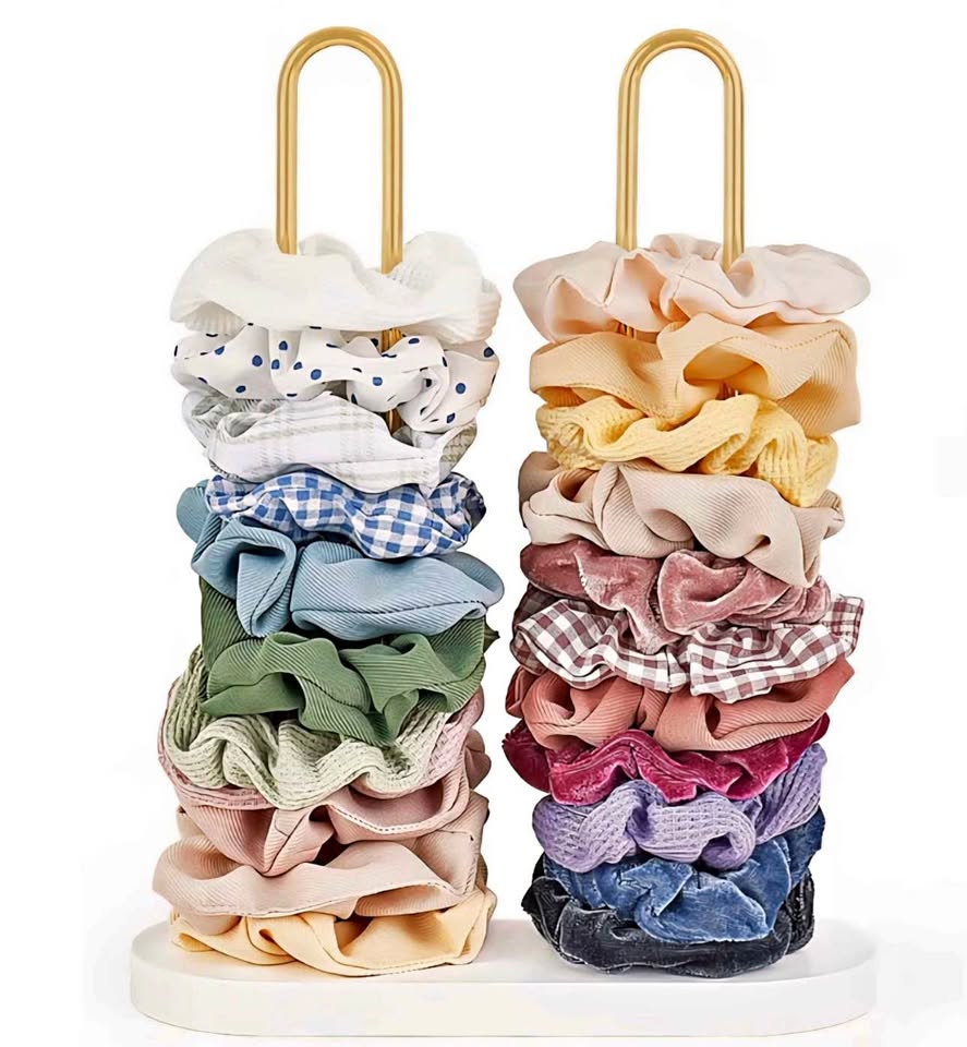 Dahey Scrunchie Holder Hair Tie Organizer Stand 2 Tier Modern Metal Hair Accessories Organizer