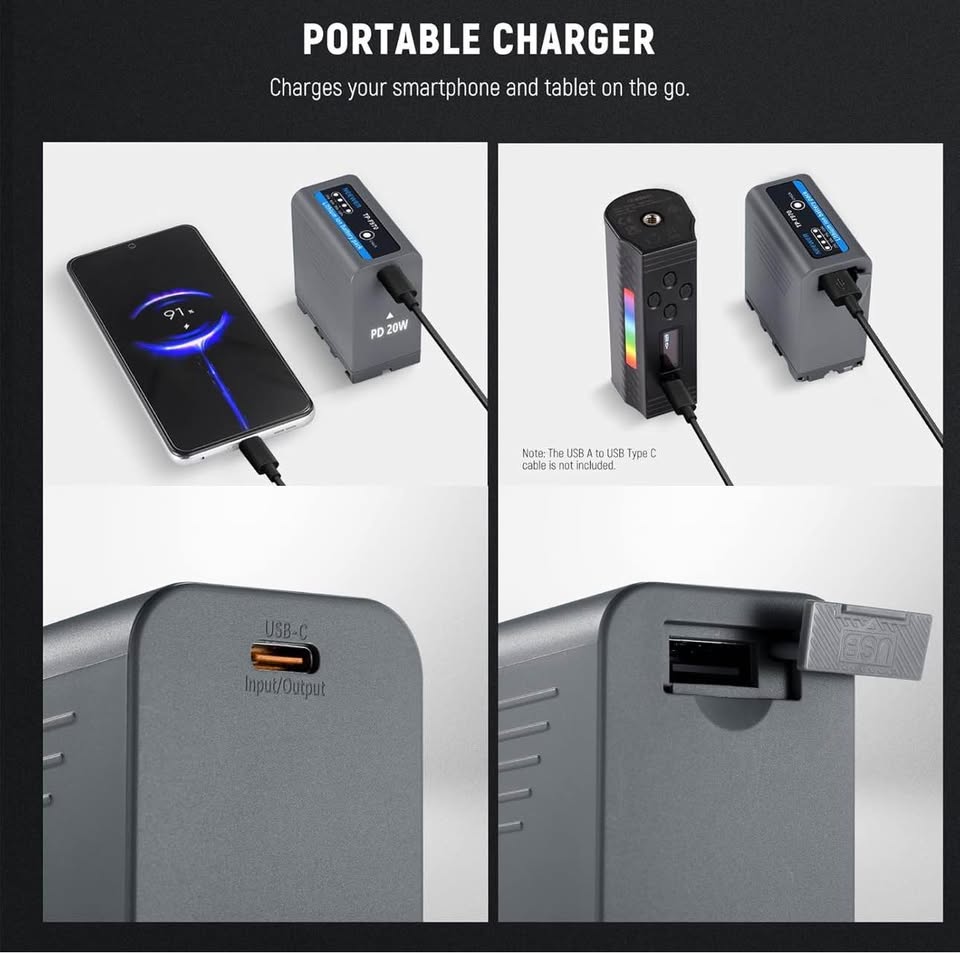 NEEWER TP-F970 Lithium Ion Battery Pack 10500mAh USB-C PD 20W