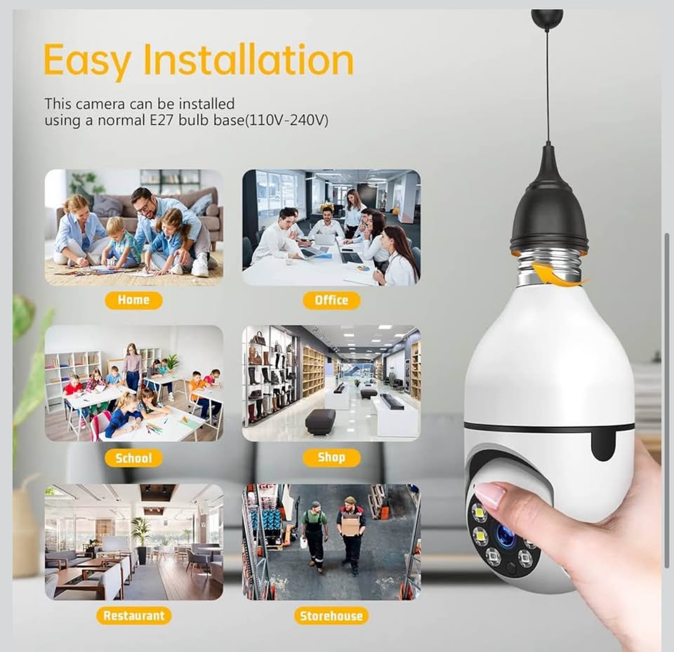 Camcamp Light Bulb Security Camera, HD 1080P Wireless WiFi Outdoor Security Cameraswith Smart Motion
