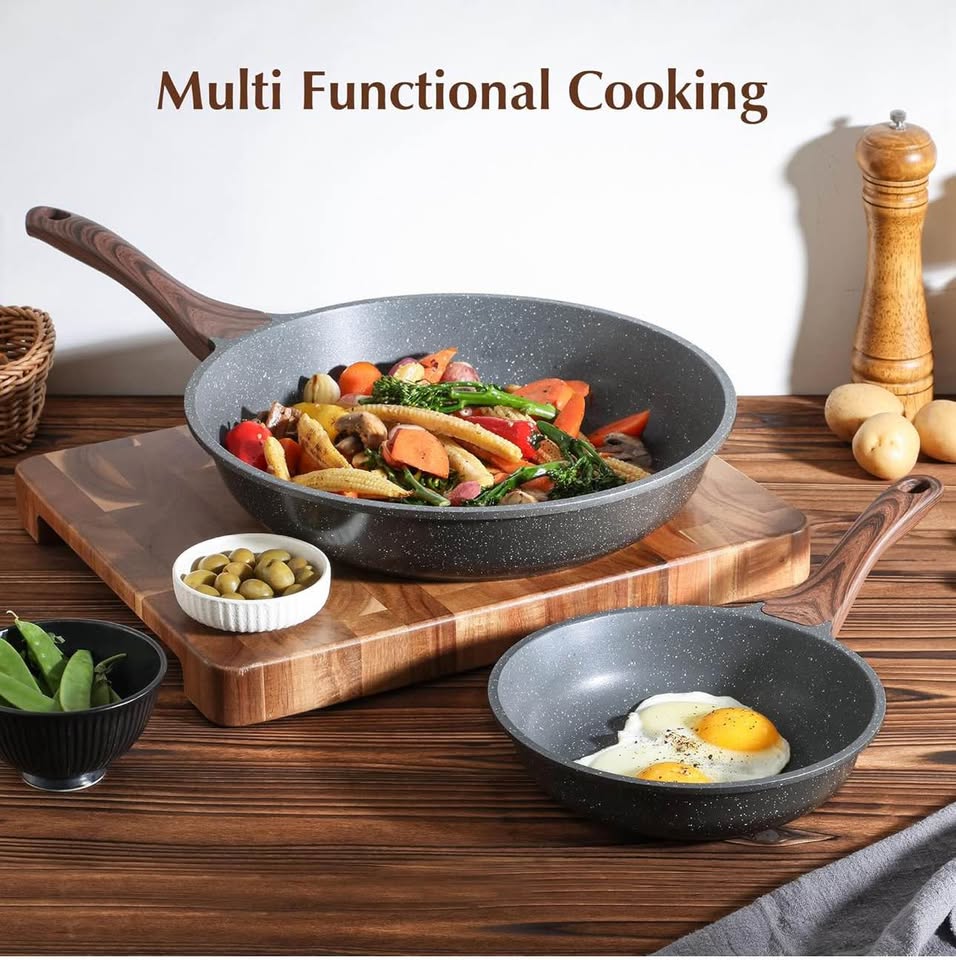 SENSARTE 12.5 Inch Nonstick Frying Pan Skillet, Swiss Granite Coating Omelette Pan, Healthy Stone Co