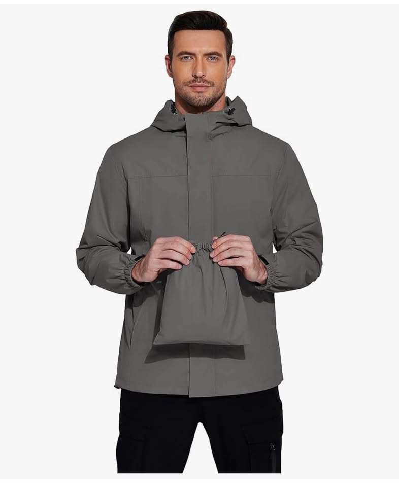 COOFANDY Men Rain Jacket Waterproof With Hood Lightweight Packable Raincoat Windbreaker For Cycling