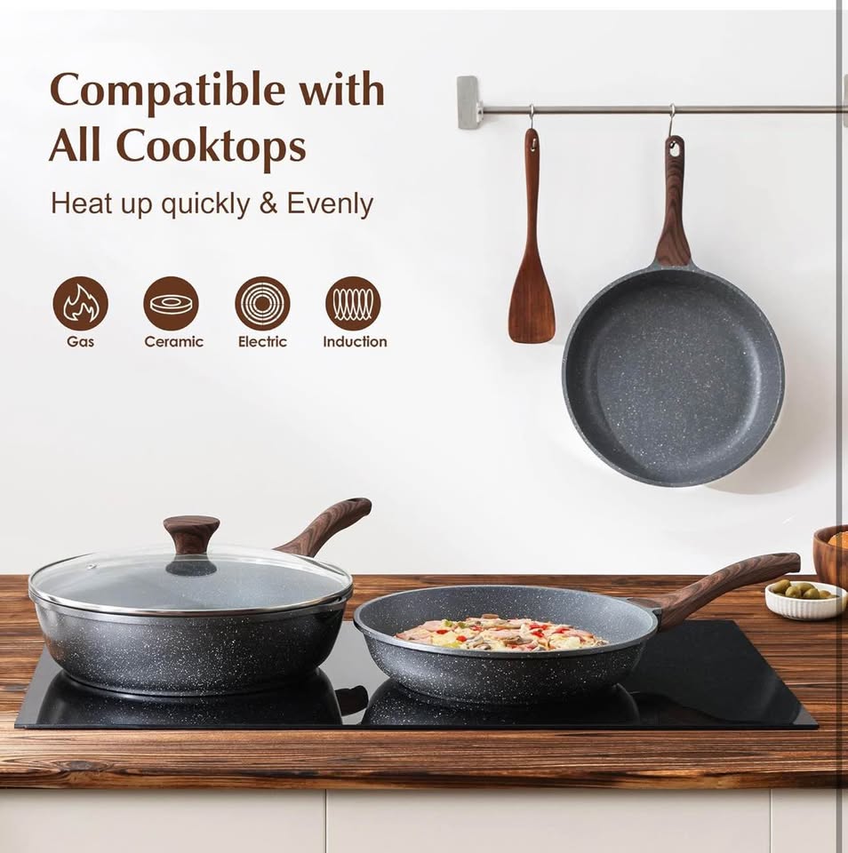 SENSARTE 12.5 Inch Nonstick Frying Pan Skillet, Swiss Granite Coating Omelette Pan, Healthy Stone Co